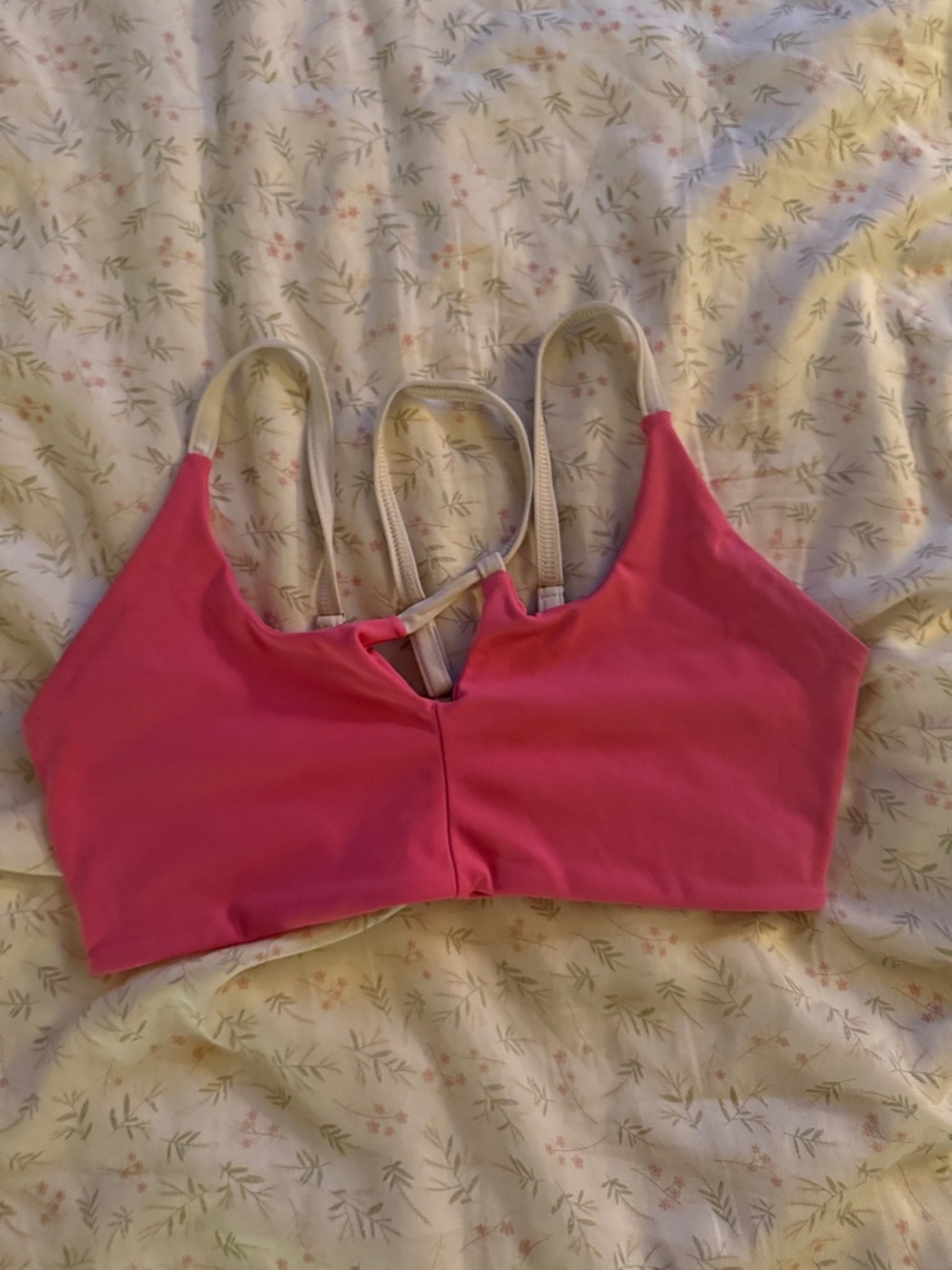 Pink Strappy Sports Bra - Comfortable Support